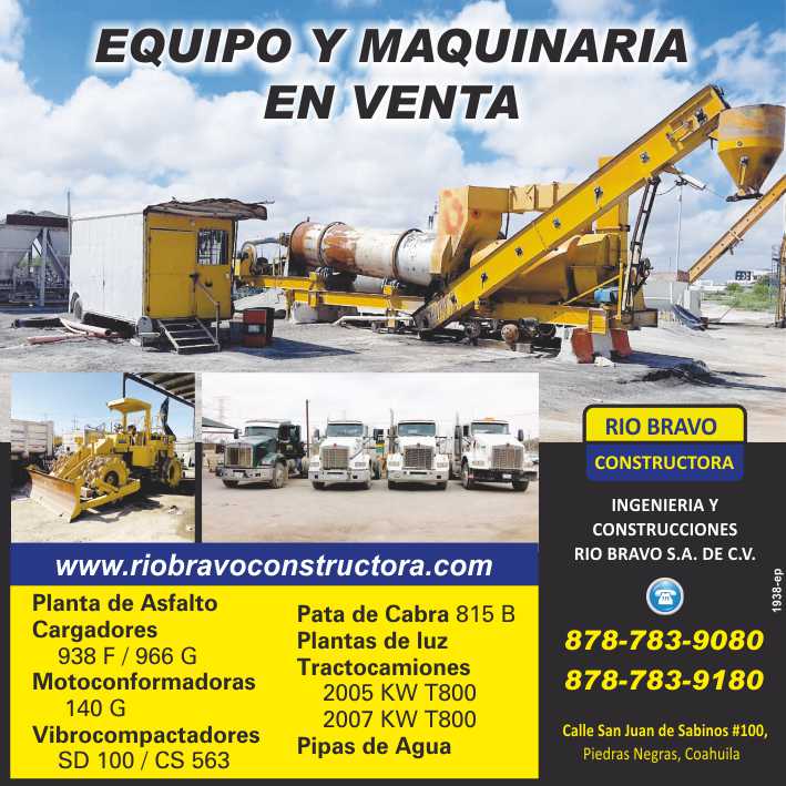 Engineering and construction, equipment and machinery for sale. Asphalt plants, power plant chargers, water pipes and much more equipment