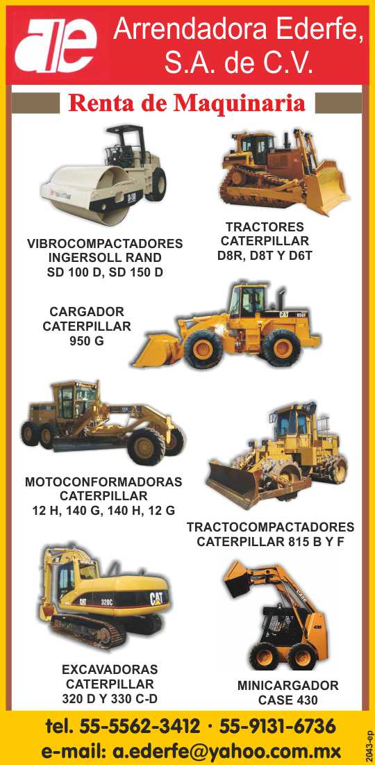 Rental of Heavy Machinery, Heavy Equipment, Vibrocompactors, Tractors, Excavators, Loaders, Motor graders, Tractor-compactors, Skid-steer loaders