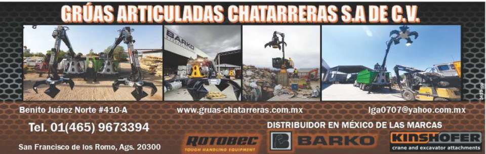 Cranes articulated scrap, distributor for Mexico of the brands, barko, rotobec, kinshofer crane and excavator attachments