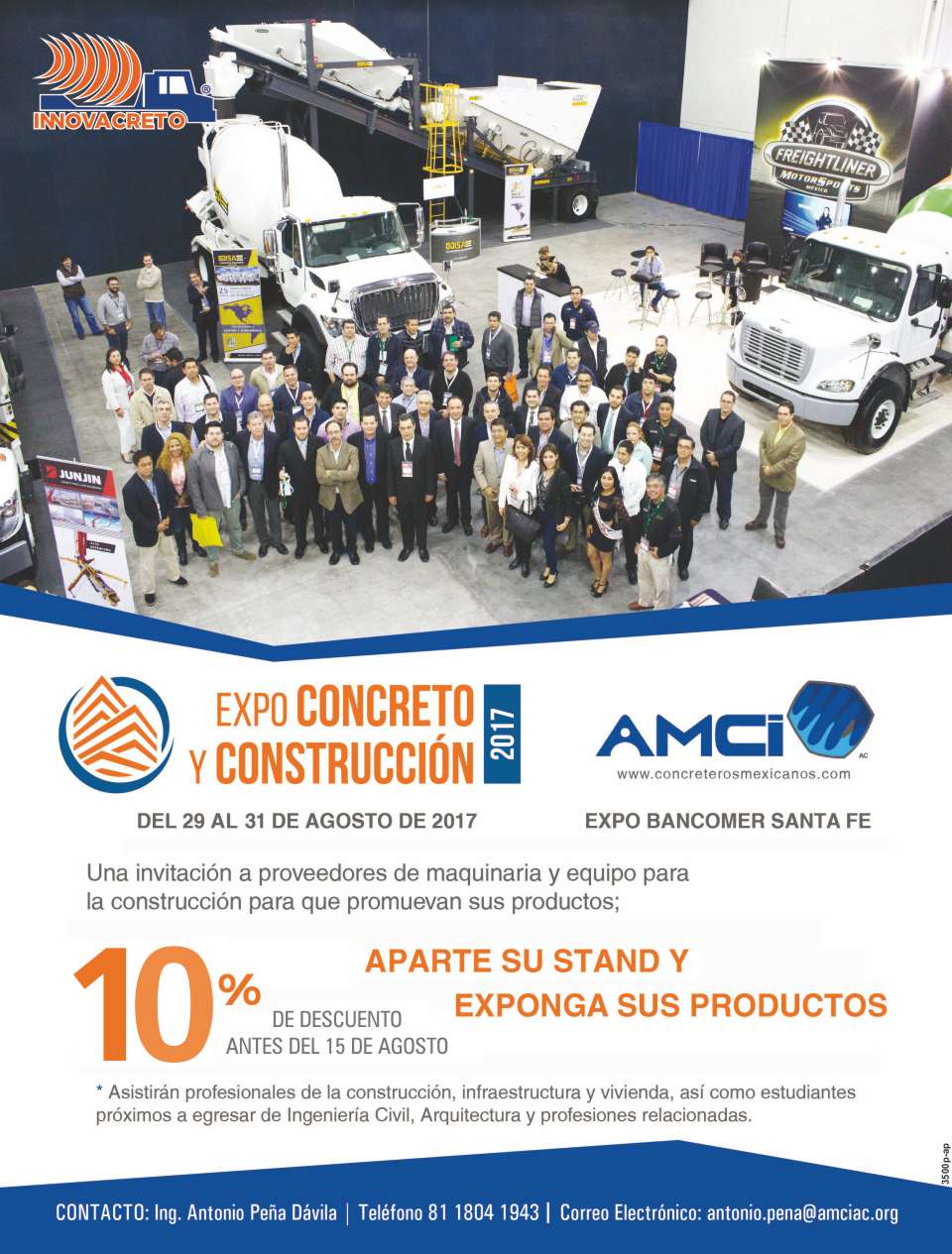 EXPO CONCRETO AMCI en expo Bancomer Santa Fe del 29 al 31 de Agosto 2017  CONGRESO AMCI  EXPO CONCRETO  ciudad de mexico