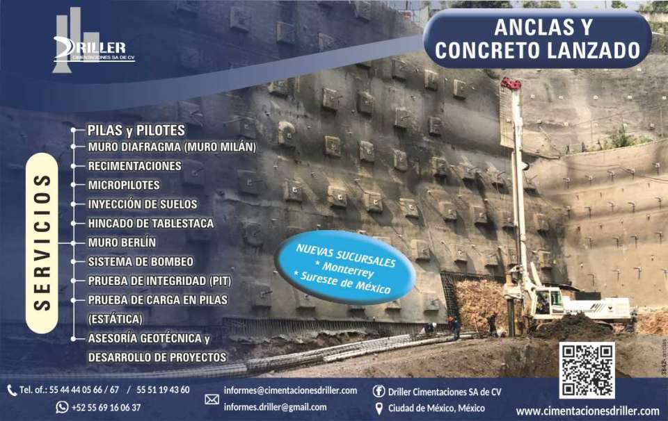 Anchors, Piles and Piles, Foundations, Diagram Wall, Reconcretions, Micropiles, Soil Injection, Sheet Piling, Berlin Wall, Pumping System, PIT, Load Test in Piles.