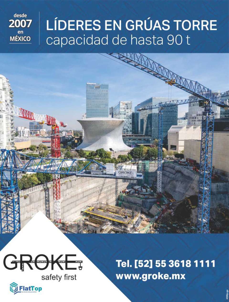 Flat Top Rent and Sale Tower Cranes with capacity of up to 90 Tons. More than 10 years in Mexico.