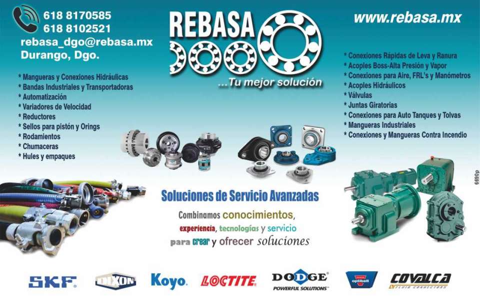 Hoses and Hydraulic Connections, Industrial and Conveyor Belts, Seals for Piston and Orings. Hydraulic Couplings, Valves, Pillow Blocks, Skf, Dixon, Koyo, Loctite, Dodge, Optibelt, Covalca.