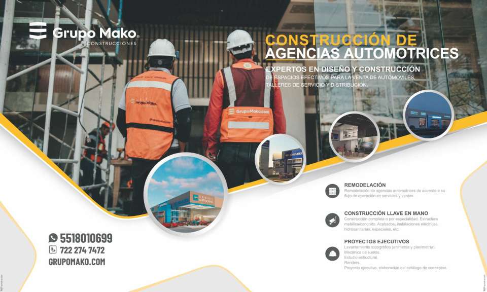 Construction and design of automotive agencies, remodeling, turnkey construction, executive projects