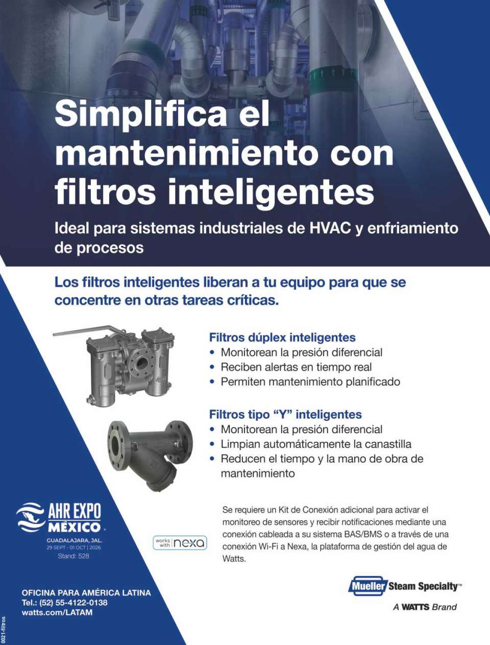 Simplifica el mantenimiento con filtros inteligentes ideal para sistemas industriales de HVAC y enfriamiento de procesos. - Filtros duplex inteligentes - Filtros tipo "Y" inteligentes