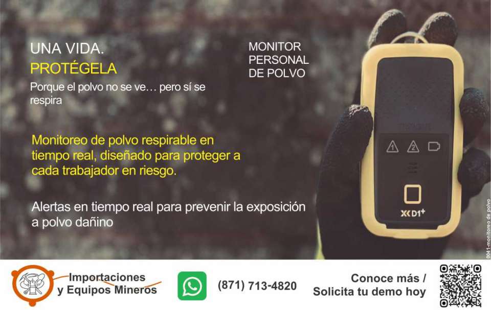 Monitor Personal de Polvo. Una Vida. Protegela. Porque el polvo no se ve...pero si se respira. Monitoreo de polvo respirable en tiempo real, diseñado para proteger a cada trabajador en riesgo.