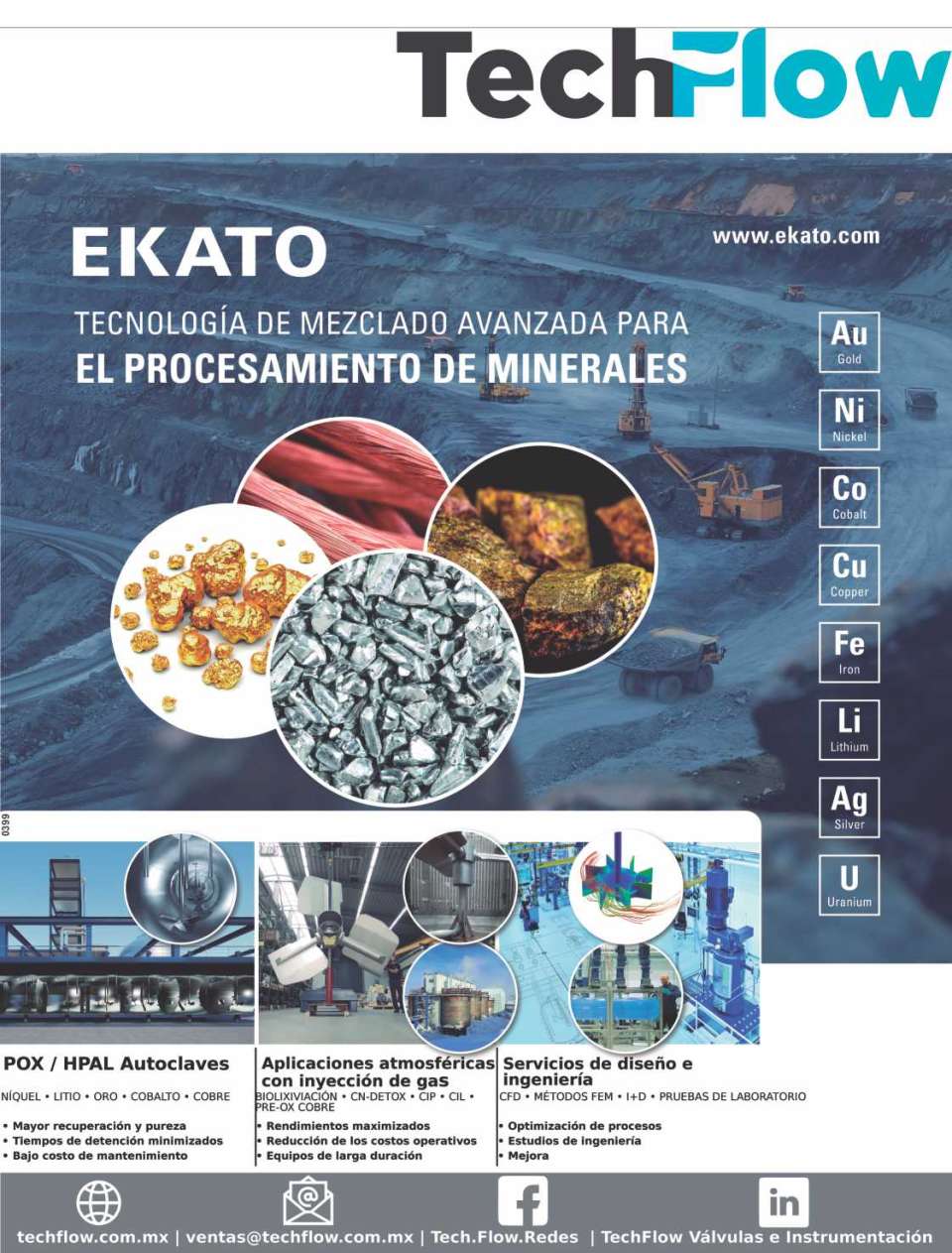 EKATO Advanced mixing technology for mineral processing. POX-HPAL Autoclaves. Atmospheric applications with gas injection. Design and Engineering Services.