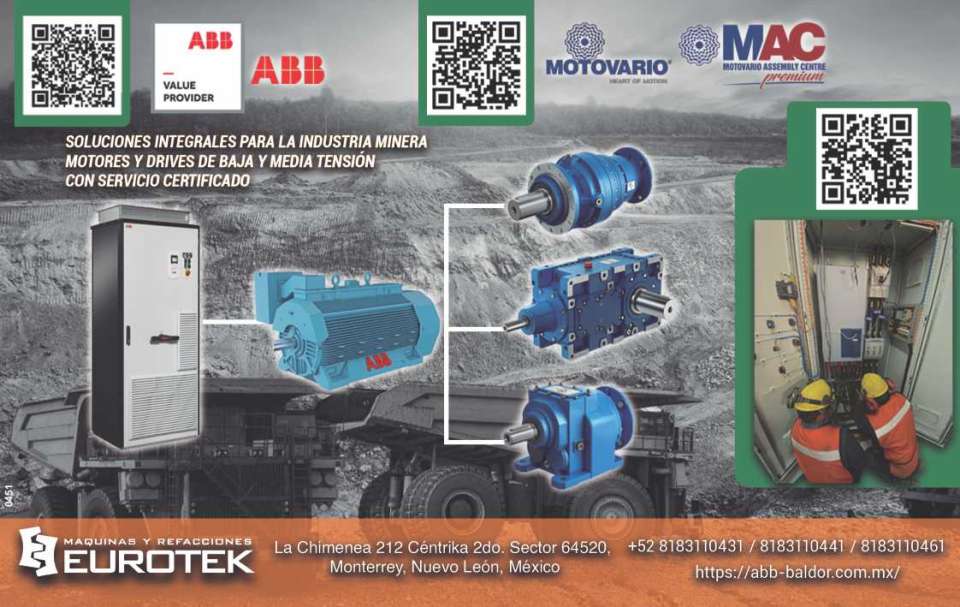 Soluciones Integrales para la Industria Minera, Motores y Drives de baja y media tension con servicio certificado. ABB, MOTOVARIO, MAC MOTOVARIO ASSEMBLY CENTRE.