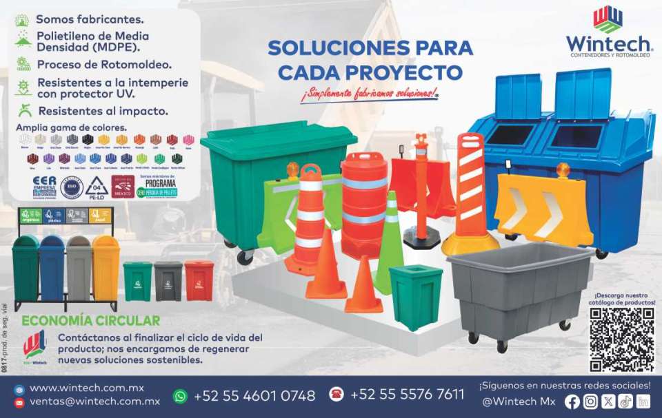 Wintech. Soluciones para cada Proyecto. Somos Fabricantes. Polietileno de media densidad (MDPE). Proceso de Rotomoldeo. Resistentes a la intemperie con protector UV. Resistentes al impacto.