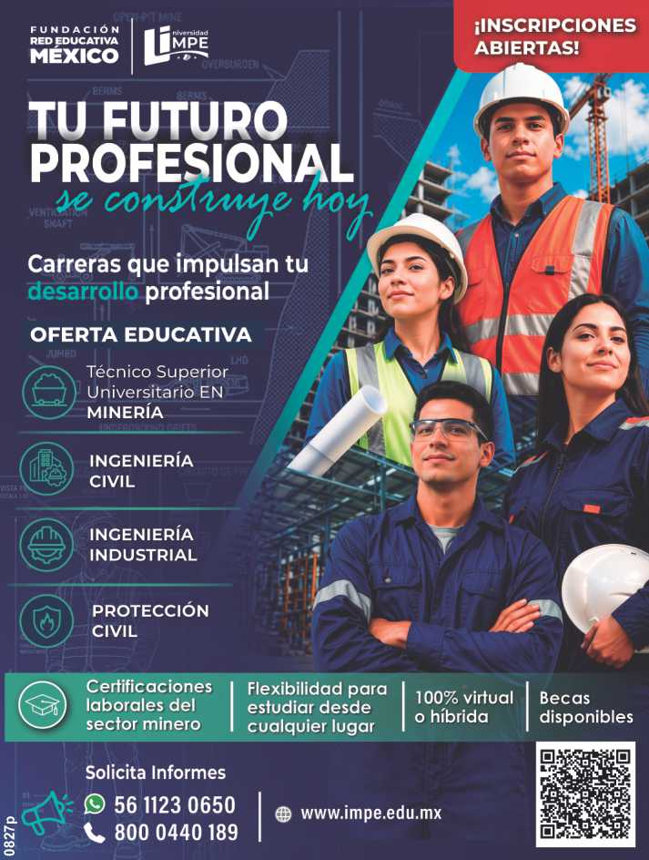 Oferta Educativa: Tecnico Superior Universitario en Mineria. Ingenieria Civil, Ingenieria Industrial, Proteccion Civil. Certificaciones laborales del Sector Minero. Becas Disponibles.