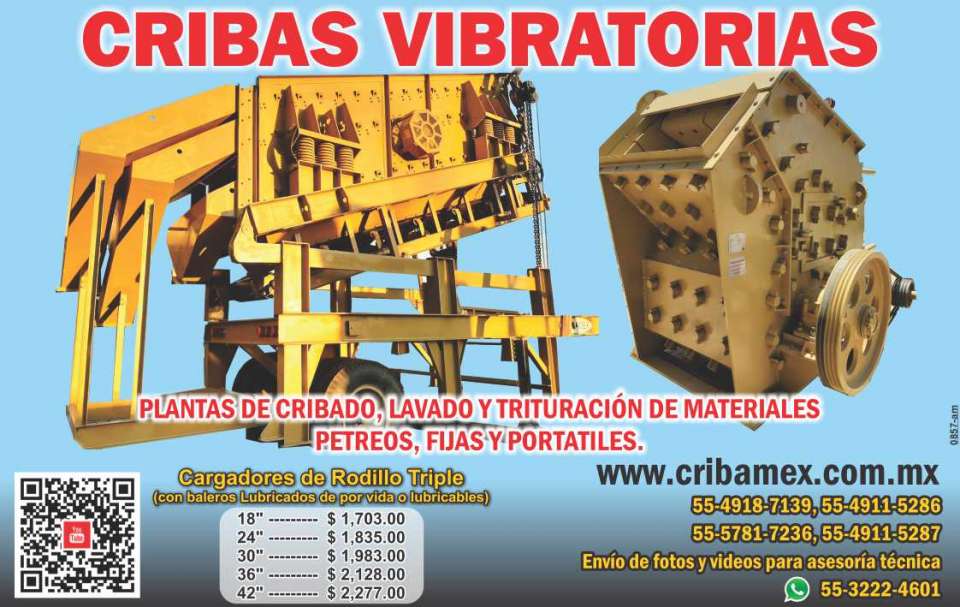 Cribamex, vibrating screens, screening plants, washing and crushing of materials, fixed and portable.