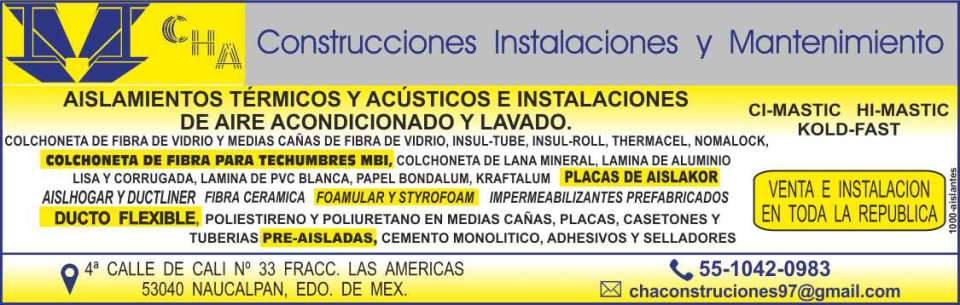 Aislmientos termicos y acusticos e instalaciones del aire acondicionado y lavado. Colchoneta de fibra de vidrio y medias cañas de fibra de vidrio, Insul-Tube, Insul-Roll, Thermacel, Nomalock Aislmientos termicos y acusticos e instalaciones del aire acondicionado y lavado. Colchoneta de fibra de vidrio y medias cañas de fibra de vidrio, Insul-Tube, Insul-Roll, Thermacel, Nomalock