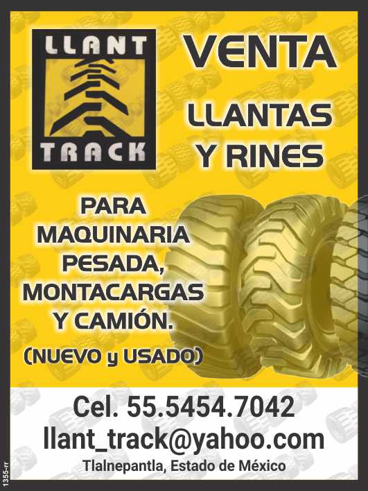 Venta de Llantas y Rines para Maquinaria Pesada, Montacargas y Camion. Nuevo y usado.