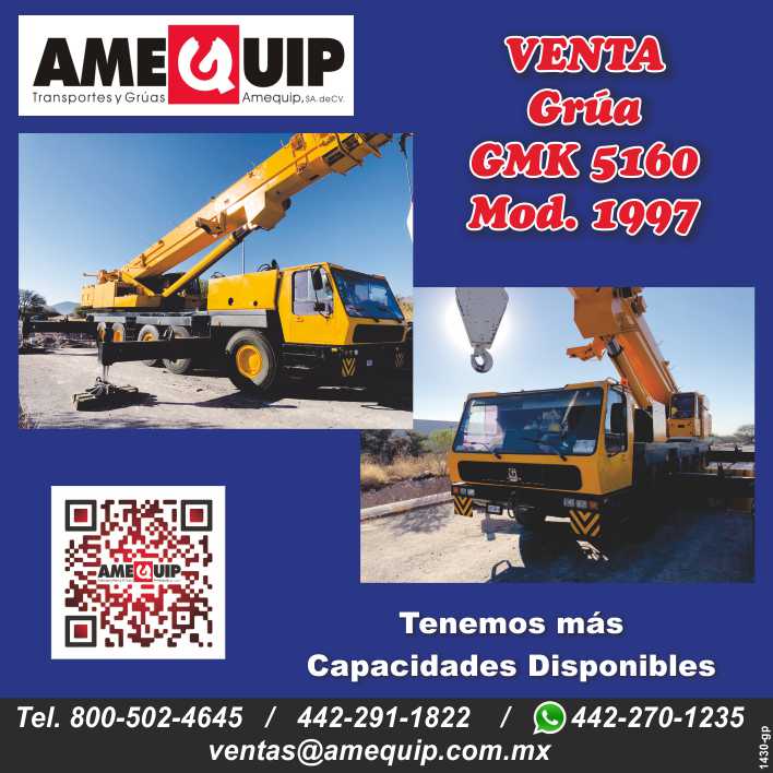 Sale and rental of cranes, all our equipment is certified by the rules of oshA We have our own financing, hydraulic cranes, industrial cranes, telescopic cranes, tower cranes, etc.