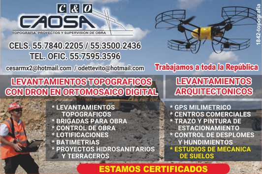 Topography, Architectural Surveys, Site Control, Lotifications, Bathymetries, Hydrosanitary Projects-Terraceros, Painting of parking, Control of collapses and subsidence, Soil mechanics Topography, Architectural Surveys, Site Control, Lotifications, Bathymetries, Hydrosanitary Projects-Terraceros, Painting of parking, Control of collapses and subsidence, Soil mechanics