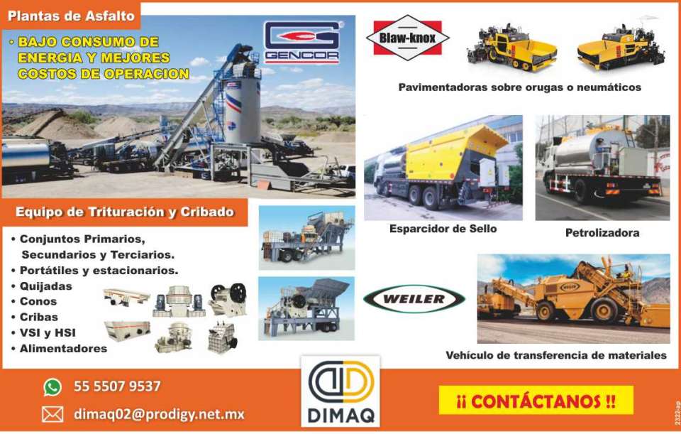 Plantas de Asfalto y Equipo de Trituracion y Cribado, Conjuntos Primarios, Secundarios y Terciarios. Portatiles y Estacionarios, Quijadas, Conos, Cribas, VSI y HSI, Alimentadores. Plantas de Asfalto y Equipo de Trituracion y Cribado, Conjuntos Primarios, Secundarios y Terciarios. Portatiles y Estacionarios, Quijadas, Conos, Cribas, VSI y HSI, Alimentadores.