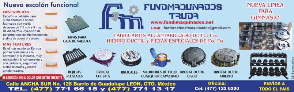 Fundraising Truda. We manufacture sewage from Fo.Fo. ductile iron and special pieces. Brocales, valves, urban furniture, counter frames, propylene steps.