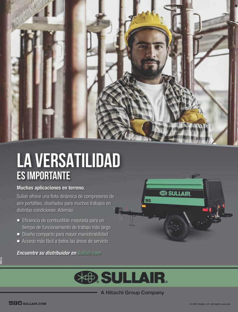 Los compresores de tornillo portatiles Sullair son desarrollados de forma experta para ofrecer una accesibilidad superior, proporcionando un rendimiento maximo para el trabajo encomendado. Los compresores de tornillo portatiles Sullair son desarrollados de forma experta para ofrecer una accesibilidad superior, proporcionando un rendimiento maximo para el trabajo encomendado.