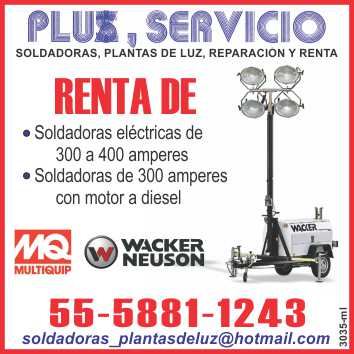 Welders, light plants, repair, rent, electric welders from 300 to 400 amps, 300 amp welders with diesel engine, mq multiquip cipsa, wacker neuson