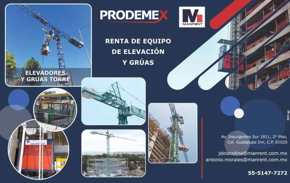 Equipment for Rent. Service to the whole republic. Construction Elevators and Tower Cranes.