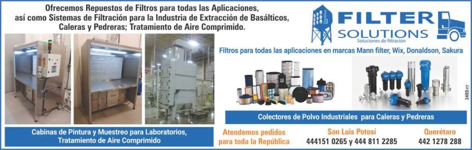 Sistemas de filtracion para la industria de extraccion de basalticos, caleras y pedreras, tratamiento de aire comprimido