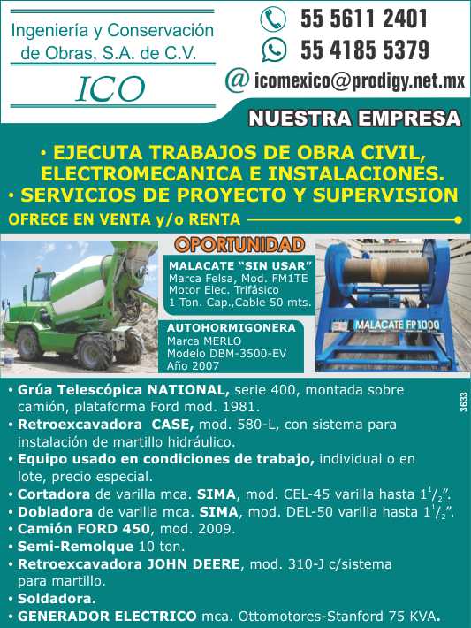 Ejecuta trabajos de obra civil, electromecanica e instalaciones, servicios de proyecto y supervision Ejecuta trabajos de obra civil, electromecanica e instalaciones, servicios de proyecto y supervision