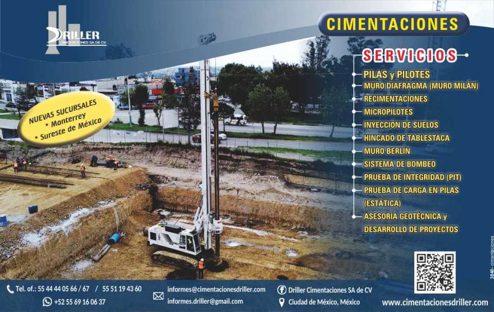 Foundations, Piles and Piles, Diaphragm Wall, Foundations, Micropiles, Soil Injection, Sheet Piling, Berlin Wall, Pumping System, PIT, Load Test in Piles.