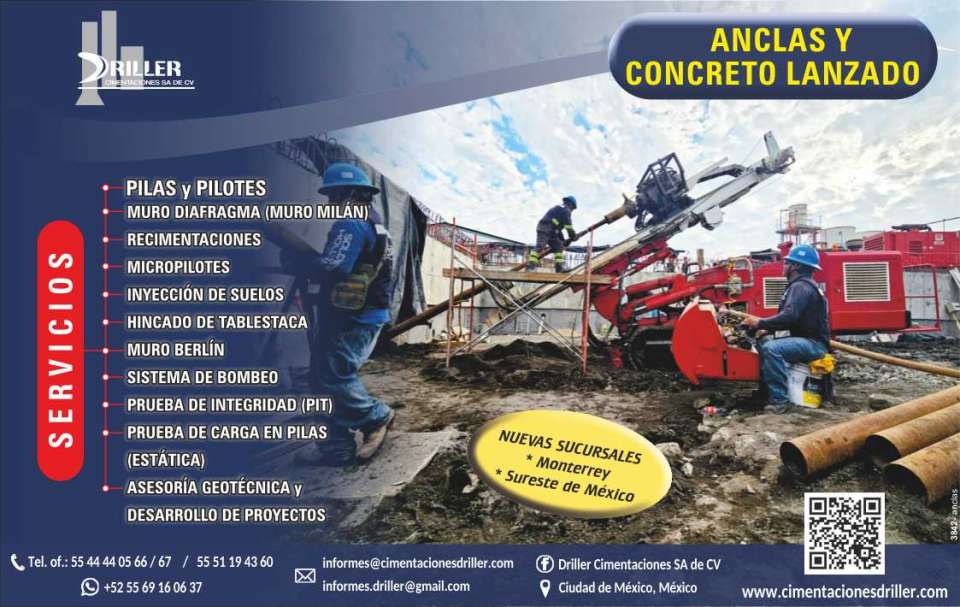 Anclas, Pilas y Pilotes, Cimentaciones, Muro Diagrafma, Recimentaciones, Micropilotes, Inyeccion de Suelos, Hincado de Tablestaca, Muro Berlin, Sistema de Bombeo, PIT, Prueba de Carga en Pilas. Anclas, Pilas y Pilotes, Cimentaciones, Muro Diagrafma, Recimentaciones, Micropilotes, Inyeccion de Suelos, Hincado de Tablestaca, Muro Berlin, Sistema de Bombeo, PIT, Prueba de Carga en Pilas.