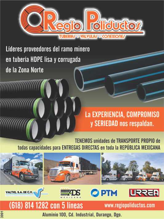 Proveedores del ramo minero en tuberia HDPE lisa y corrugada, valvulas, conexiones