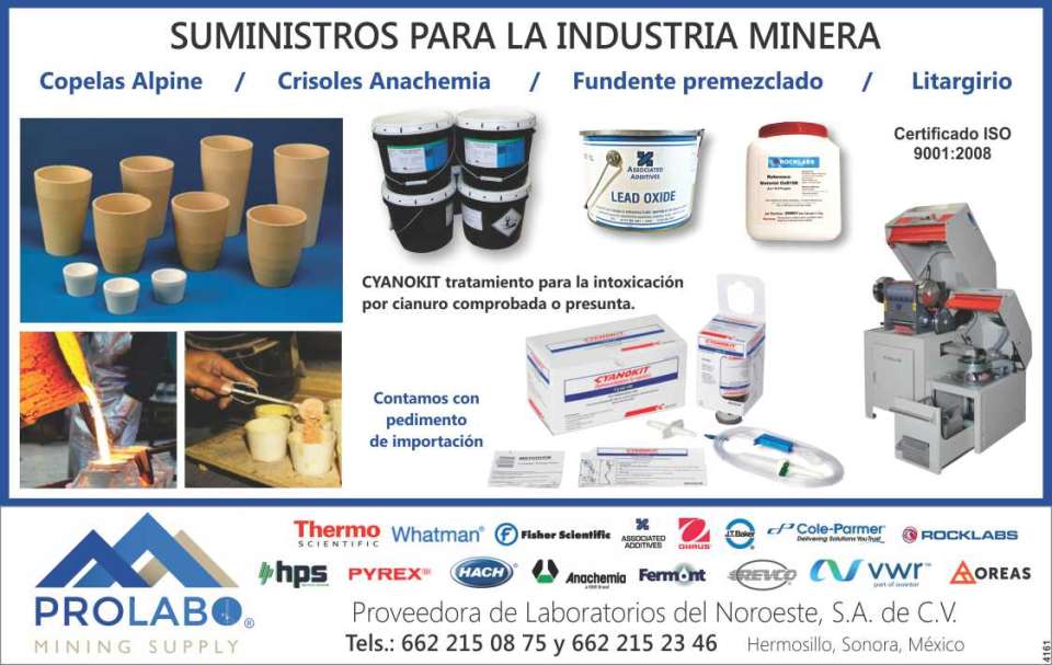 Supplies for the mining industry, alpine cups, anachemia crucibles, ready-mix flux, litharge, Cyanokit