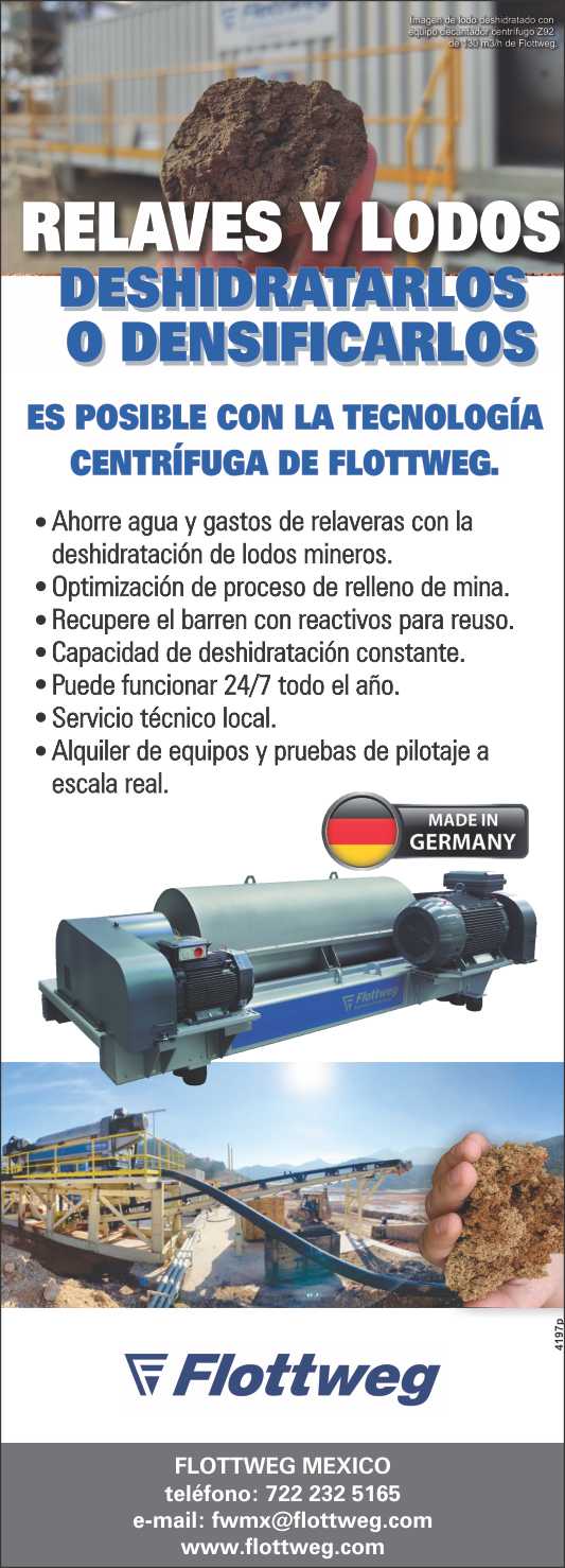 Relaves y Lodos, Deshidratarlos o Densificarlos. Ahorre Agua. Optimizacion de Proceso de relleno de mina. Recupere el Barren. Servicio Tecnico local. Alquiler de Equipos y pruebas de pilotaje.