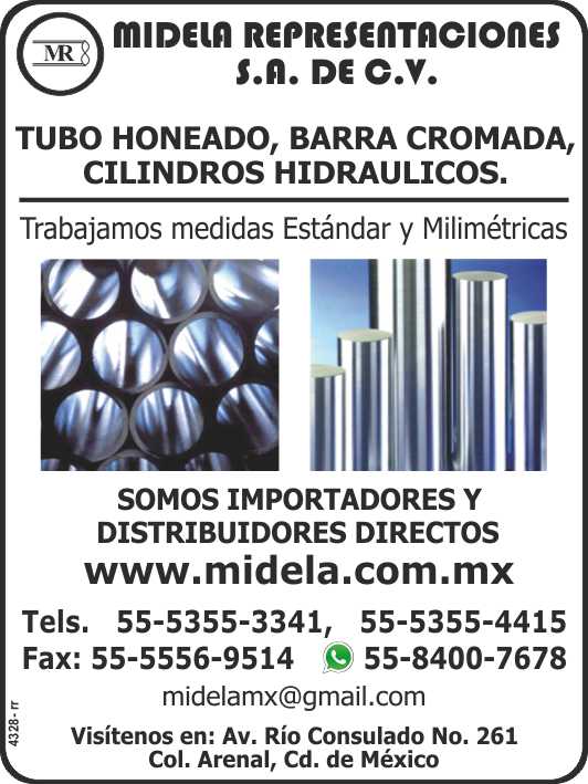 Tubo Honeado, Barra Cromada, Cilindros Hidraulicos, Manejamos medidas Estandar y Milimetricas. Somos importadores y distribuidores directos. Tubo Honeado, Barra Cromada, Cilindros Hidraulicos, Manejamos medidas Estandar y Milimetricas. Somos importadores y distribuidores directos.