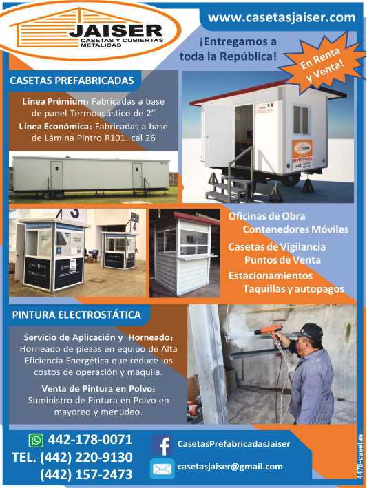 Renta y Venta de Casetas Metalicas y Moviles para Obras y Puntos de Venta, Bodegas de obra, Casetas de Vigilancia, Taquillas, Auto Pagos. Pintura Electrostatica. Renta y Venta de Casetas Metalicas y Moviles para Obras y Puntos de Venta, Bodegas de obra, Casetas de Vigilancia, Taquillas, Auto Pagos. Pintura Electrostatica.