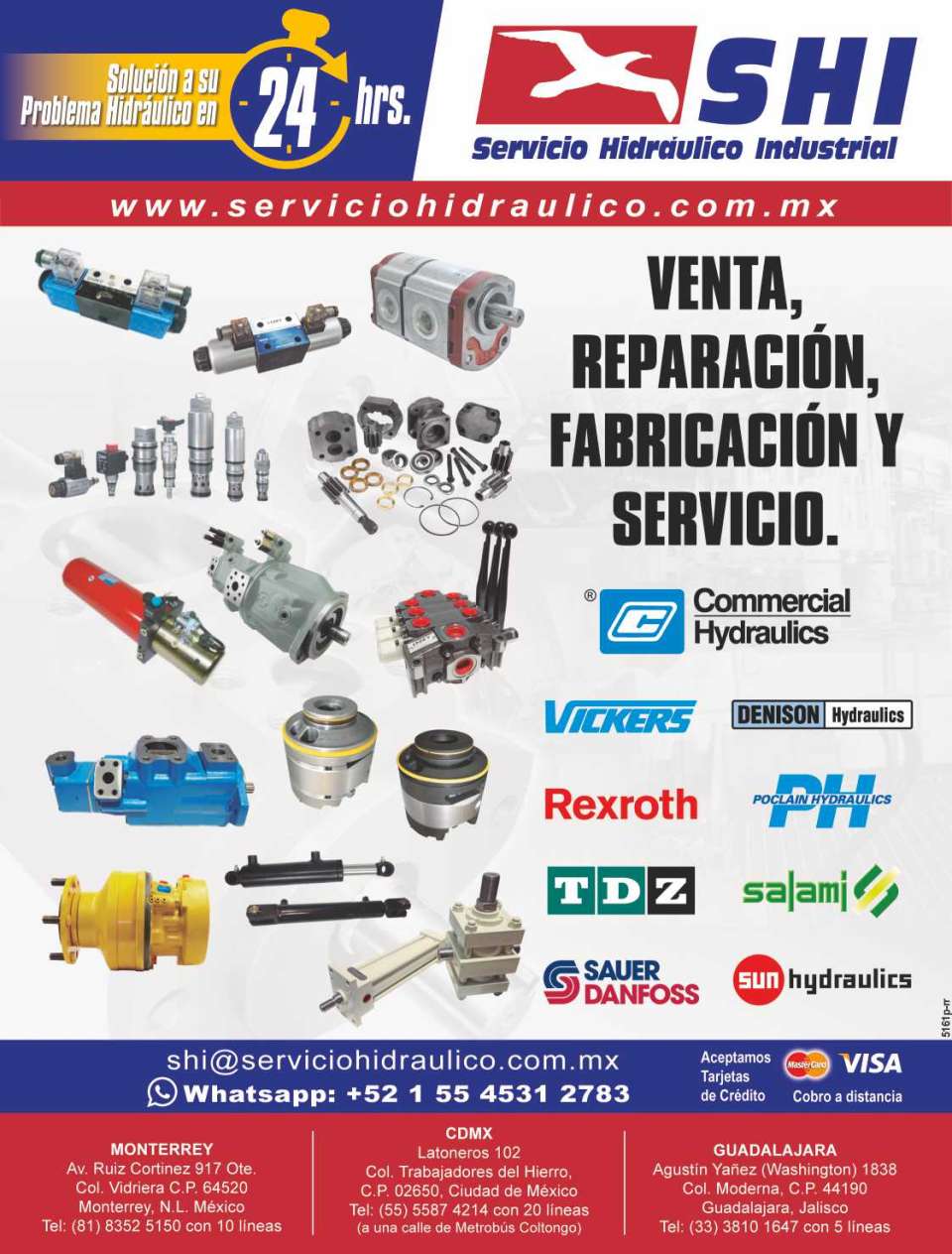 Solenoid valves, Vane pumps, gear pumps, filters. Sale, repair, service and manufacturing.