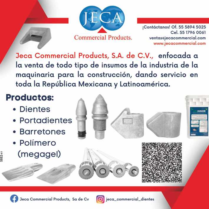 Sale of all kinds of Construction Machinery Supplies. Teeth, adapters, barretones, polymer (megagel). Service throughout the Mexican Republic and Latin America.