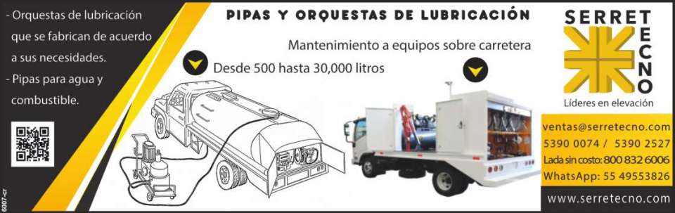 Orquestas de lubricacion que se fabrican de acuerdo a sus necesidades, Pipas para agua y combustible desde 500 hasta 30,000 litros, mantenimiento a equipos sobre carretera