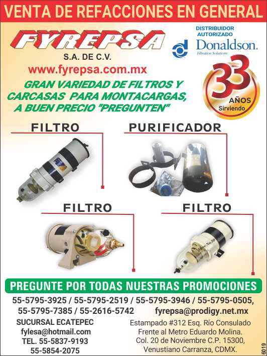 Venta de Refacciones en general: Distribuidor Autorizado Donaldson. Gran variedad de Filtros y Carcasas para Montacargas a buen precio. Filtro remate $5,200.00 + IVA, Purificador RC-400-E Venta de Refacciones en general: Distribuidor Autorizado Donaldson. Gran variedad de Filtros y Carcasas para Montacargas a buen precio. Filtro remate $5,200.00 + IVA, Purificador RC-400-E