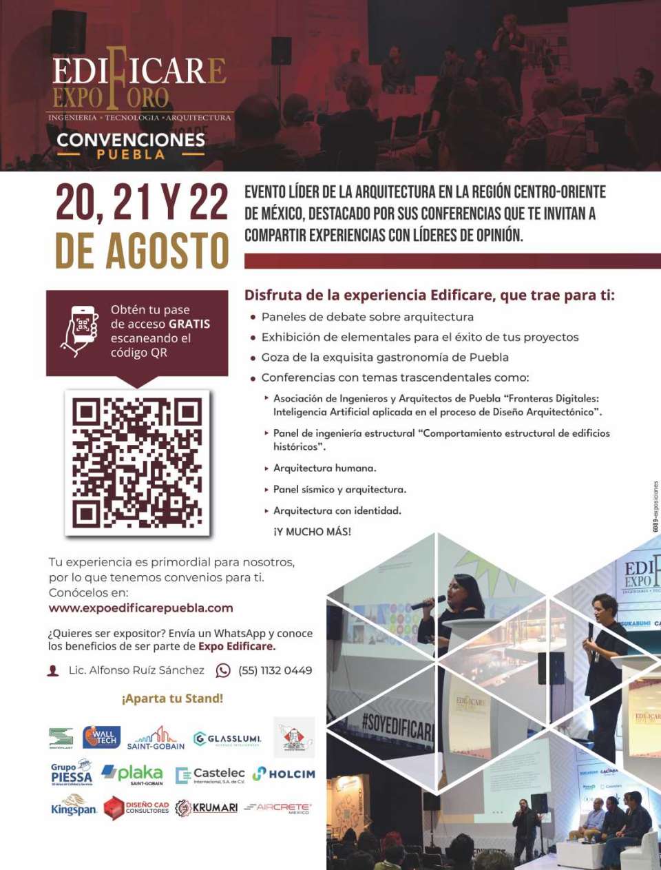 Edificare Forum Expo Puebla. Leading event in the Central-Eastern region of Mexico, from August 20 to 22, 2024 at the William O. Jenkins Convention Center in the City of Puebla.