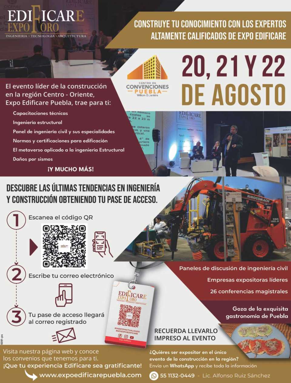 Edificare Forum Expo 2024 Puebla. Leading event in the Central-Eastern region of Mexico, from August 20 to 22, 2024 at the William O. Jenkins Convention Center in the City of Puebla.