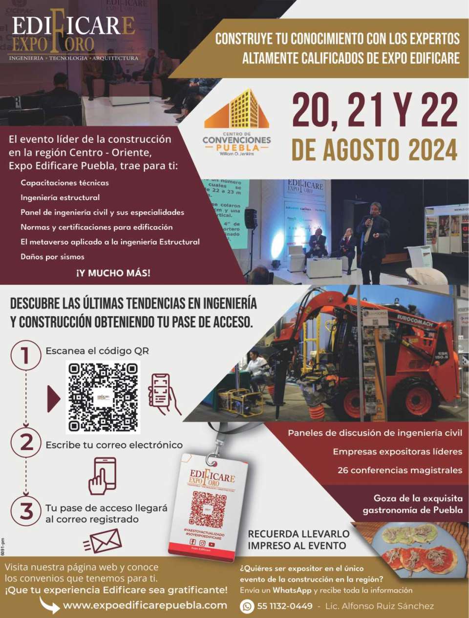 Expo Foro Edificare 2024 Puebla. Evento lider en la region Centro-Oriente de Mexico, del 20 al 22 de Agosto 2024 en el Centro de Convenciones William O. Jenkins en la Ciudad de Puebla.