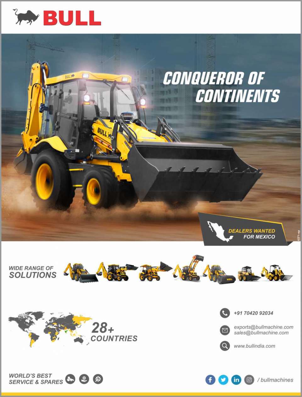 Manufacturer of Backhoes, Attachments and Construction Machinery located in India, Searching for Dealers in Mexico