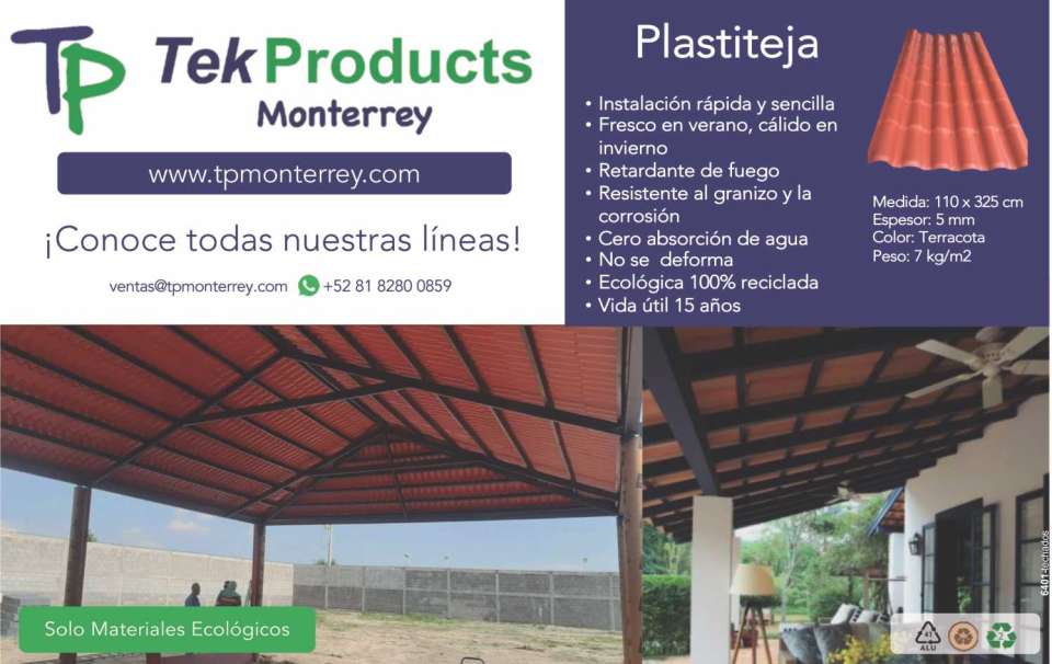 Plastiteja; Quick and easy installation, cool in summer, warm in winter, fire retardant, resistant to hail and corrosion, zero water absorption, does not deform, ecological 100% recycled
