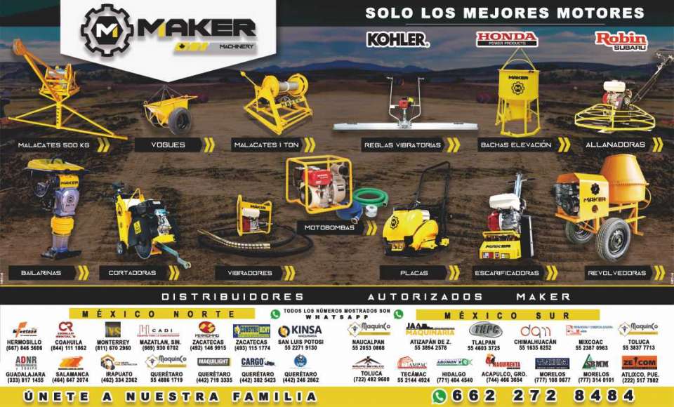 Ballerinas, trowels, pumps, vibrators, generators, vibrating concrete rules Ballerinas, trowels, pumps, vibrators, generators, vibrating concrete rules