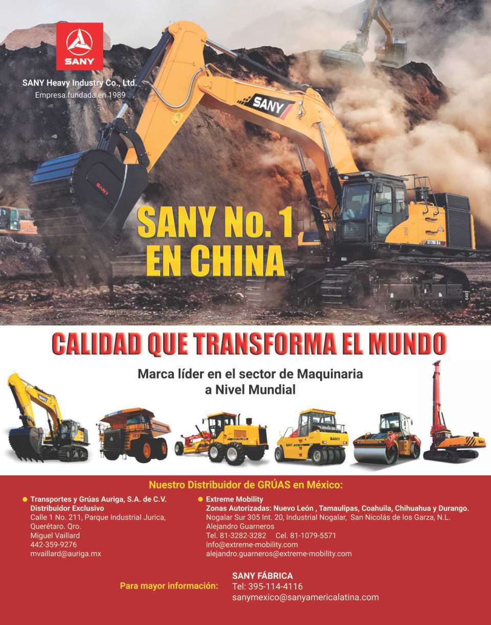 SANY Heavy Industry Co., Ltd. es una empresa fundada en 1989 y actualmente es el fabricante de Maquinaria Pesada No. 1 en China y No. 3 a nivel Internacional