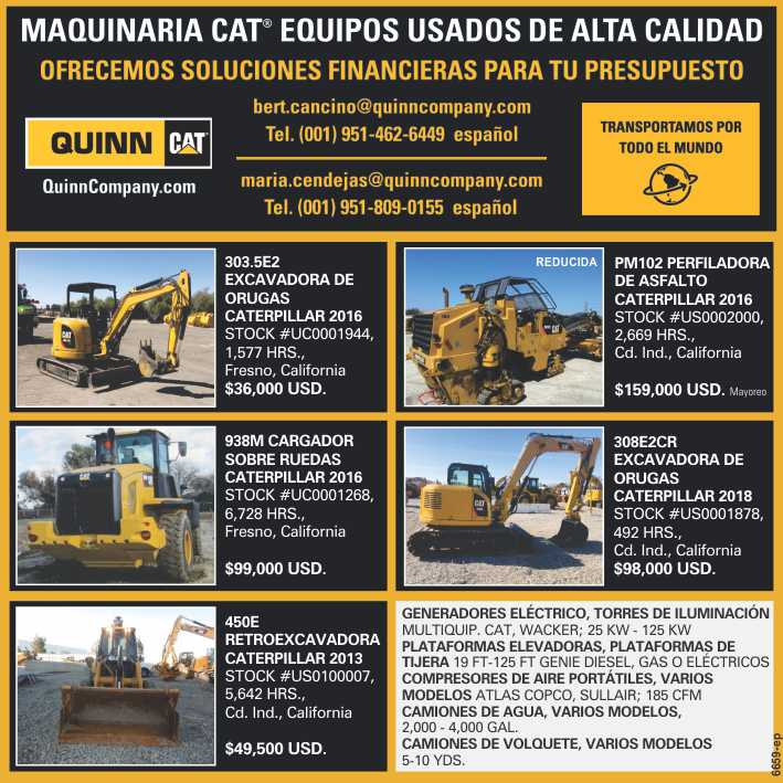 CAT machinery high quality used equipment. We offer financial solutions for your budget. We transport all over the world.