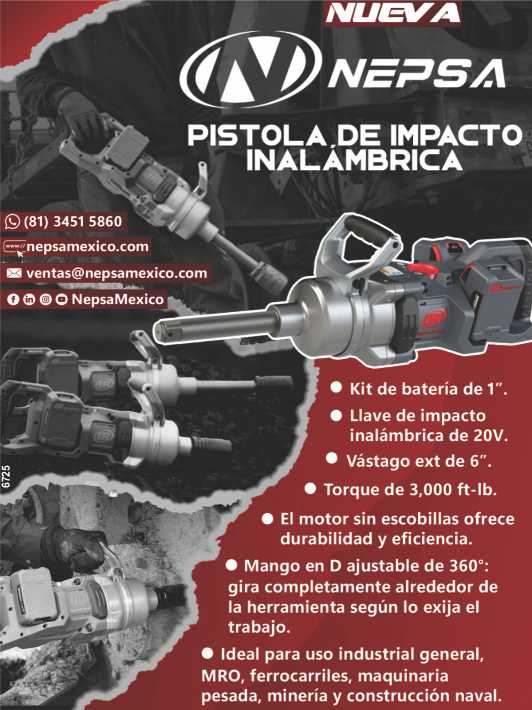 Kit de bateria de 1 pulg., Llave de Impacto inalambrica de 20v, Vastago ext. de 6 pulg. Torque de 3,000 ft-lb..Mango en D ajustables. Ideal para uso Industrial General. Kit de bateria de 1 pulg., Llave de Impacto inalambrica de 20v, Vastago ext. de 6 pulg. Torque de 3,000 ft-lb..Mango en D ajustables. Ideal para uso Industrial General.