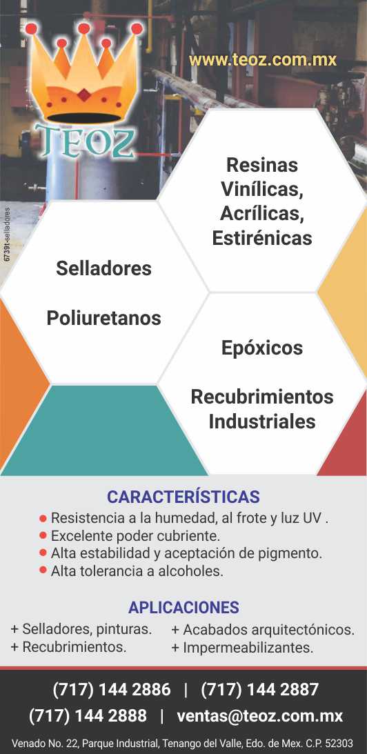 Resinas Vinilicas, Acrilicas, Estirenicas, Selladores, Poliuretanos, Epoxicos, Recubrimientos Industriales Resinas Vinilicas, Acrilicas, Estirenicas, Selladores, Poliuretanos, Epoxicos, Recubrimientos Industriales