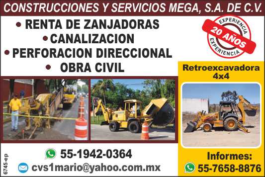 Renta de Zanjadoras, Canalizacion, Perforacion Direccional. Fibra Optica. Retroexcavadora 4 x 4. Renta de Zanjadoras, Canalizacion, Perforacion Direccional. Fibra Optica. Retroexcavadora 4 x 4.