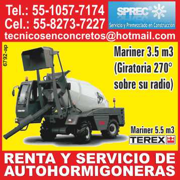 Rent and service of concrete mixers, mariner 3.5 m3, (rotatable 270 ° on its radius), mariner 5.5 m3, Terex