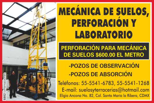 Soil mechanics, drilling and laboratory. Drilling for Soil Mechanics $600. the subway. Observation Wells, Absorption Wells.